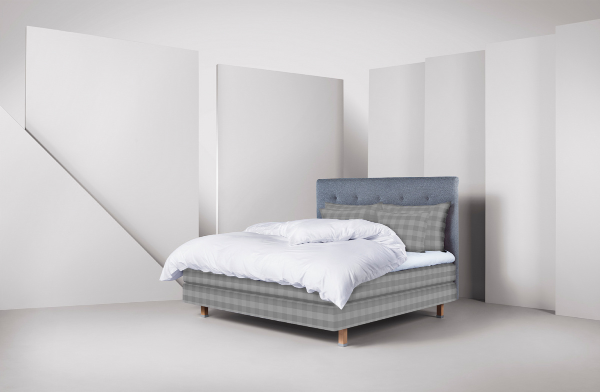 Hästens Maranga Continental Bed Solid Grey Check