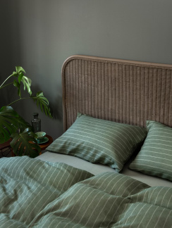 Hoie Sengetøjssæt Sebastian Flannel Dæmpet Grøn 150x210 cm