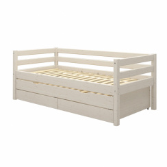 Flexa Classic Single Bed with Pull-Out Bed and Drawers White Washed 90x200 cm