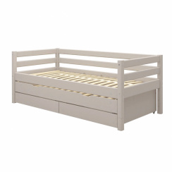 Flexa Classic Single Bed with Pull-Out Bed and Drawers Grey Washed 90x200 cm