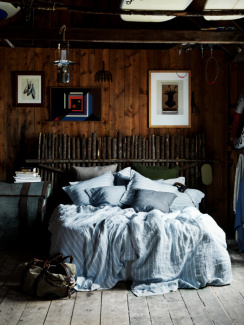 Lovely Linen Misty pussilakana Stripe Sky 150x210 cm