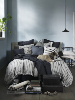 Lovely Linen Misty pussilakana Stripe Black 150x210 cm