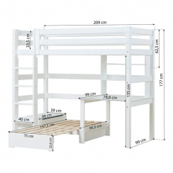 Hoppekids Eco Luxury Korkea Sänky Study and Chill 90x200 cm